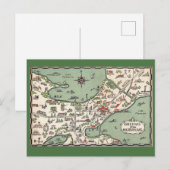 ウィスコンシン州マディソン湖地図 ポストカード (正面/裏面)