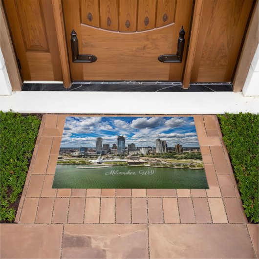 ウィスコンシン州ミルウォーキーの街並み写真 ドアマット (室外)