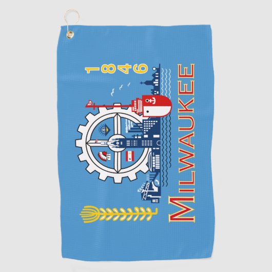 ウィスコンシン州ミルウォーキー国旗 ゴルフタオル (正面)