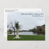 ウィスコンシン州ミルウォーキー川、ウェストベンド ポストカード (正面/裏面)