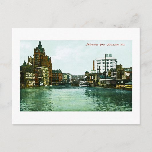 ウィスコンシン州ミルウォーキー川 ポストカード (正面)