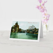 ウィスコンシン州ミルウォーキー川 箔グリーティングカード (蘭)