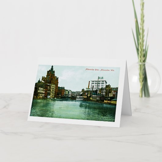ウィスコンシン州ミルウォーキー川 箔グリーティングカード (正面)