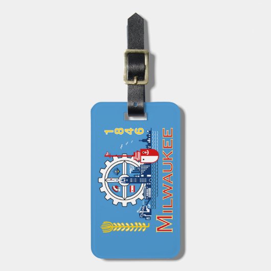 ウィスコンシン州ミルウォーキー州旗 ラゲッジタグ (正面縦)