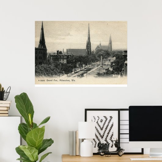 ウィスコンシン州ミルウォーキー市グランドアヴェ1907ヴィンテージ ポスター (ホームオフィス)