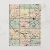 ウィスコンシン州モンロー郡の地図 ポストカード (正面)