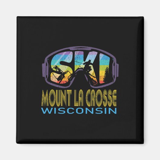 ウィスコンシン州ラクロス山スキー場でのスキー休暇 マグネット (正面)