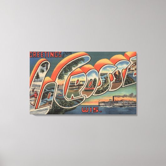 ウィスコンシン州ラクロス – 大文字シーン キャンバスプリント (正面)