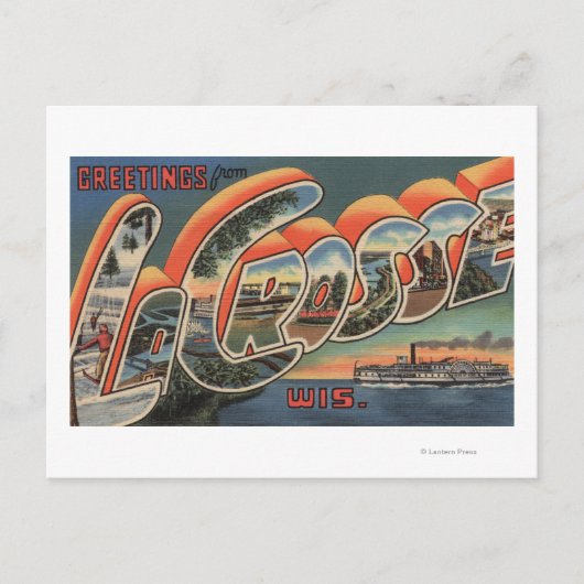 ウィスコンシン州ラクロス – 大文字シーン ポストカード (正面)