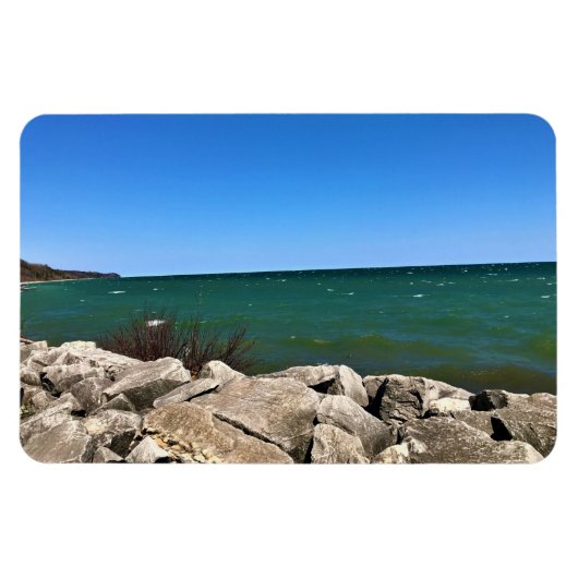 ウィスコンシン州ワシントン港ミシガン湖 マグネット (横)