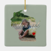 ウィスコンシン州写真の挿入と町名 セラミックオーナメント (裏面)