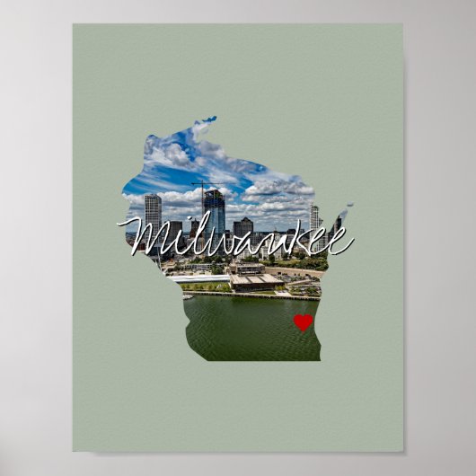 ウィスコンシン州写真の挿入と町名 ポスター (正面)