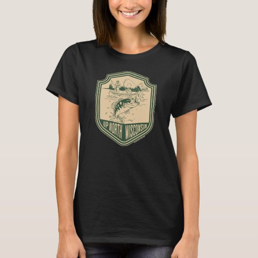 ウィスコンシン州北部フィッシングバッジ Tシャツ (正面)