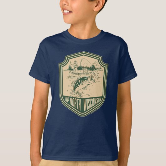 ウィスコンシン州北部フィッシングバッジ Tシャツ (正面)