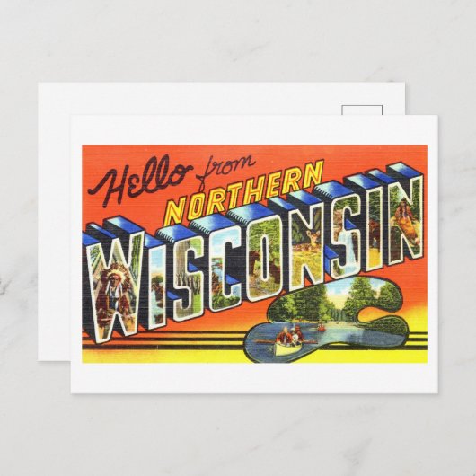 ウィスコンシン州北部ヴィンテージ ポストカード (正面/裏面)