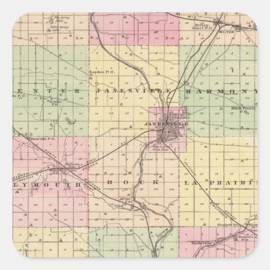 ウィスコンシン州州の地図 スクエアシール (正面)
