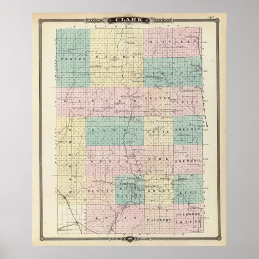 ウィスコンシン州州の地図 ポスター (正面)