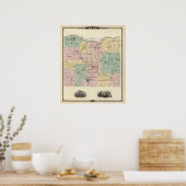 ウィスコンシン州州アイオワ郡の地図 ポスター (キッチン)