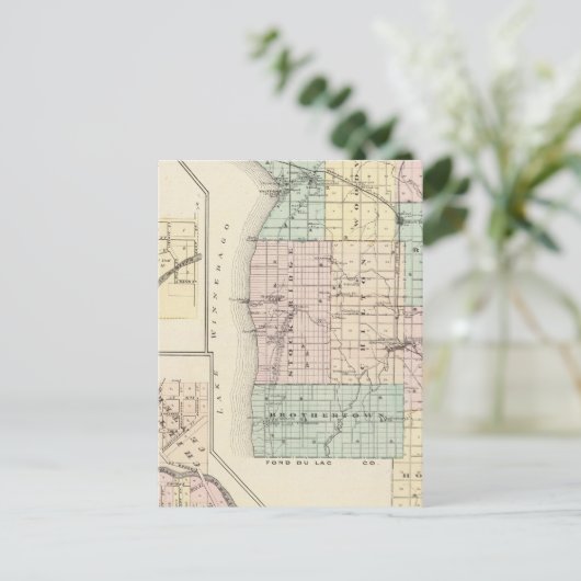 ウィスコンシン州州カルメット郡の地図 ポストカード (スタンド正面)