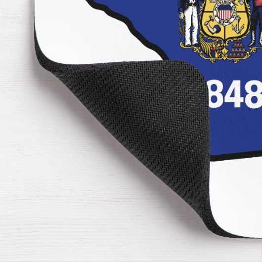 ウィスコンシン州旗と花共通ブルーバイオレット マウスパッド (コーナー)