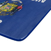 ウィスコンシン州旗の付いた小さなガラス板 カッティングボード (角)