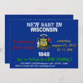 ウィスコンシン州旗を持つベビーシャワー招待状 招待状 (正面/裏面)
