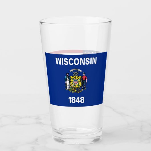 ウィスコンシン州旗を持つ愛国的なガラス杯 タンブラーグラス (正面)