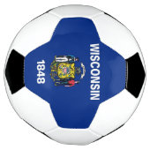 ウィスコンシン州旗を持つ愛国的なサッカーボール サッカーボール (回転)