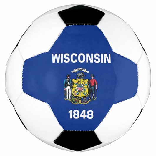 ウィスコンシン州旗を持つ愛国的なサッカーボール サッカーボール (正面)