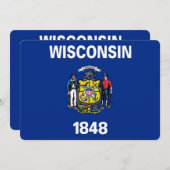 ウィスコンシン州旗を持つ愛国的招待状 招待状 (正面/裏面)