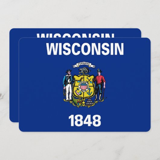 ウィスコンシン州旗を持つ愛国的招待状 招待状 (正面/裏面)