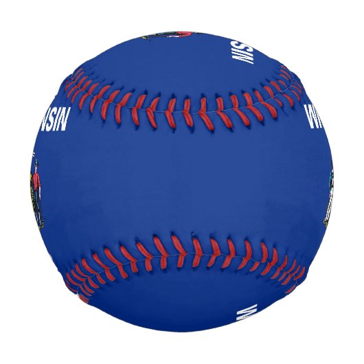 ウィスコンシン州旗を持つ愛国野球州 野球ボール (裏面)