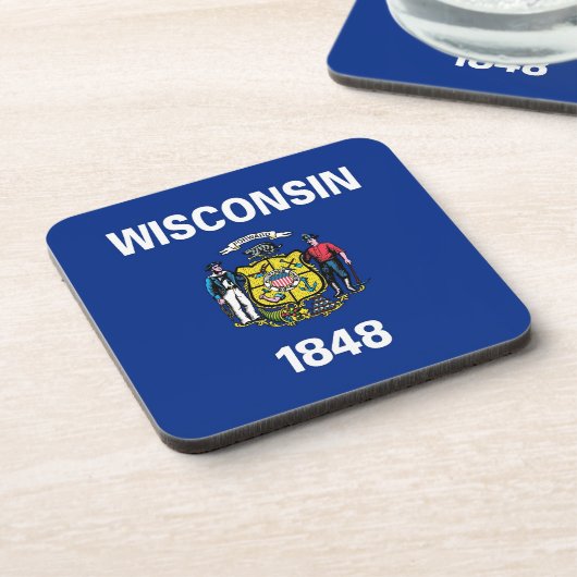 ウィスコンシン州旗を持つ懸命プラスチックのコースター コースター (左側)