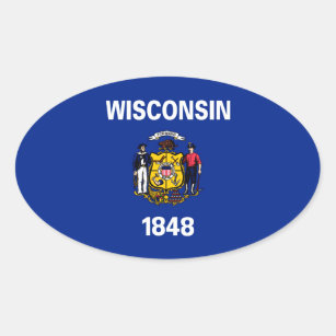 ウィスコンシン州旗デザイン 楕円形シール