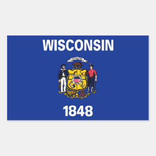 ウィスコンシン州旗デザイン 長方形シール