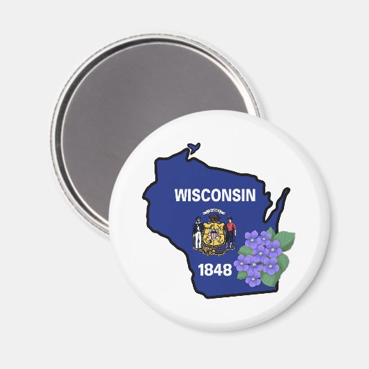 ウィスコンシン州旗州花共通ブルーバイオレット鍵 マグネット (正面/裏面)
