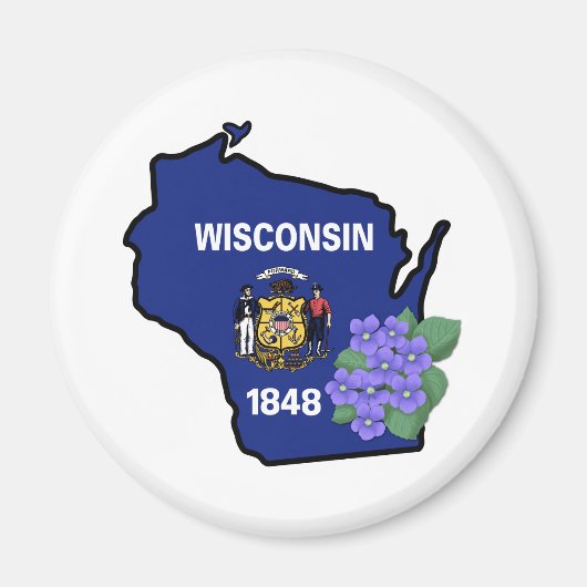 ウィスコンシン州旗州花共通ブルーバイオレット鍵 マグネット (正面)