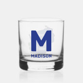 ウィスコンシン州旗&フラワーブルーバイオレット名前をカスタムする ウイスキーグラス (裏面)