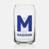 ウィスコンシン州旗&フラワーブルーバイオレット名前をカスタムする ガラス缶 (裏面)