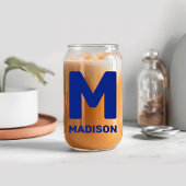 ウィスコンシン州旗&フラワーブルーバイオレット名前をカスタムする ガラス缶