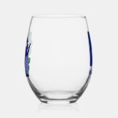 ウィスコンシン州旗&フラワーブルーバイオレット名前をカスタムする ステムなしワイングラス (左)