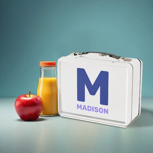 ウィスコンシン州旗&フラワーブルーバイオレット名前をカスタムする メタルランチボックス