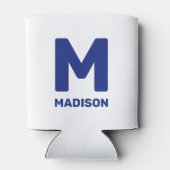 ウィスコンシン州旗&フラワーブルーバイオレット名前をカスタムする 缶クーラー (裏面)