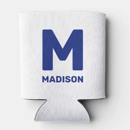 ウィスコンシン州旗&フラワーブルーバイオレット名前をカスタムする 缶クーラー (裏面)