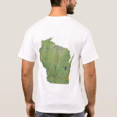 ウィスコンシン州旗+地図Tシャツ Tシャツ (裏面)