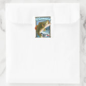 ウィスコンシン州魚釣りポスター スクエアシール (バッグ)