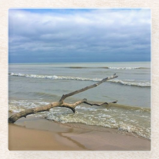 ウィスコンシン州,ミシガン湖 ガラスコースター (正面)