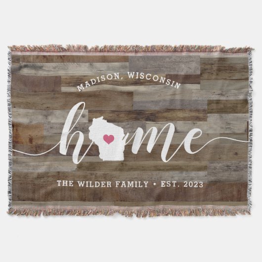 ウィスコンシン州 自宅 おしゃれ 木目調 スローブランケット (正面)