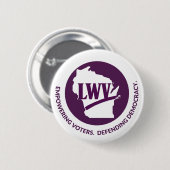 ウィスコンシン州LWVロゴボタン - 白背景 缶バッジ (正面&裏面)
