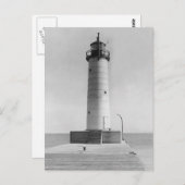 ウィスコンシン州Mt.Sheboygan Pier Light house, 1915 ポストカード (正面/裏面)